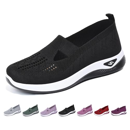 Gyaimxfu Damen Walking Schuhe Atmungsaktives Vermascht Krankenschwester Schuhe Leichtes Memory Schaum Luftkissen Shock Absorbing Laufschuhe Sommer Sneaker Orthopädische Sportschuhe Orthoshoes von Gyaimxfu