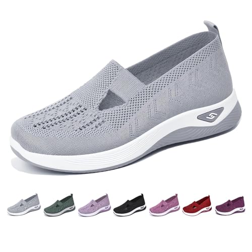 Gyaimxfu Damen Walking Schuhe Atmungsaktives Vermascht Krankenschwester Schuhe Leichtes Memory Schaum Luftkissen Shock Absorbing Laufschuhe Sommer Sneaker Orthopädische Sportschuhe Orthoshoes von Gyaimxfu