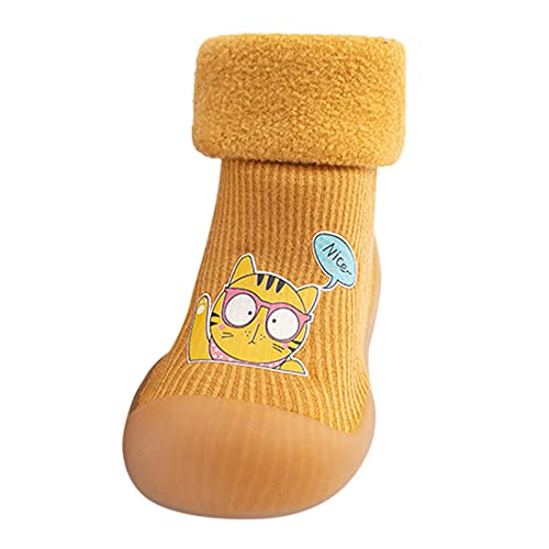 Gyaimxfu Kleinkind Schuhe Baby Freizeitschuhe Socken Schuhe Kleinkind Fleece Warm Weicher Krabbelschuhe Babysocken Gummisohle Weicher Stricken Sockenschuhe Indoor Socken Schuhe Für Mädchen Junge von Gyaimxfu