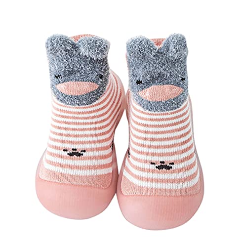 Gyaimxfu Kleinkind Schuhe Baby Mit Motiv Lauflernschuhe Kinder Weicher rutschfeste Hüttenschuhe Bodensocken Lernlaufschuhe Gummisohle Indoor Socken Schuhe Warm Für Mädchen Junge von Gyaimxfu