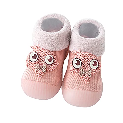 Gyaimxfu Krabbelschuhe Baby Einfarbig Krabbelschuhe Babysocken Warm Freizeitschuhe rutschfeste Hüttenschuhe Gummisohle Socken Schuhe Kleinkind Fleece Indoor Socken Schuhe Für Mädchen Junge von Gyaimxfu