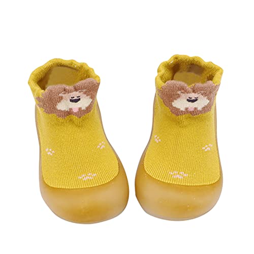 Gyaimxfu Krabbelschuhe Baby Weicher Bodensocken Lernlaufschuhe Warm Einfarbig rutschfeste Hüttenschuhe Gummisohle Lauflernschuhe Kinder Indoor Socken Schuhe Für Mädchen Junge von Gyaimxfu