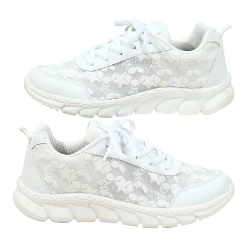 Gyaimxfu Luxuriöse orthopädische Sneaker Damen Weiße Leicht Atmungsaktiv Turnschuhe Shock Absorbing Laufschuhe Sommerschuhe Vermascht Schmerzlinderungs-Schuh Sneaker Sportschuhe Walkingschuhe von Gyaimxfu