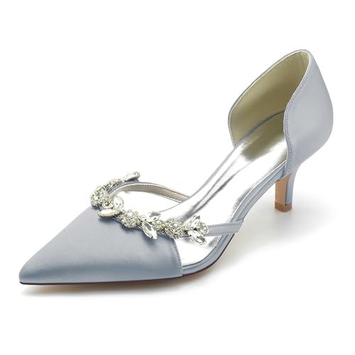 Gycdwjh Damen Strasssteine Mittlerer Absatz Brautkleid Pumpschuhe Geschlossene Zehe Brautschuhe Slip on Arbeitskleid Büro Party Schuhe,Silber,41 EU Gycdwjh Damen Strasssteine Mittlerer Absatz Brautkleid Pumpschuhe Geschlossene Zehe Brautschuhe Slip on Arbeitskleid Büro Party Schuhe,Silber,41 EU von Gycdwjh