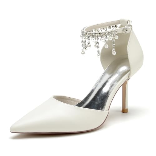 Gycdwjh Elegant Damen Hochzeit Sandaletten Spitze Zehen Stöckel Absatz Hochzeitsschuhe Strass Perle PU Knöchelriemen Party Brautschuhe,Off White,36 EU Gycdwjh Elegant Damen Hochzeit Sandaletten Spitze Zehen Stöckel Absatz Hochzeitsschuhe Strass Perle PU Knöchelriemen Party Brautschuhe,Off White,36 EU von Gycdwjh