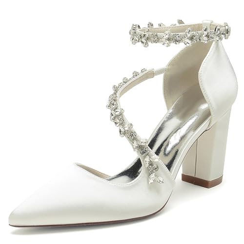 Gycdwjh Modisch Damen Brautschuhe Satin Riemchensandalen mit Kreuz Knöchelriemen Strass Spitze Zehen Abend Hochzeitsschuhe,Elfenbein,37 EU Gycdwjh Modisch Damen Brautschuhe Satin Riemchensandalen mit Kreuz Knöchelriemen Strass Spitze Zehen Abend Hochzeitsschuhe,Elfenbein,37 EU von Gycdwjh