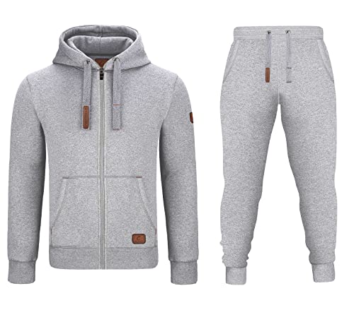 Gymamba Bequemer, warmer Herren Jogginganzug Hausanzug Joggingsuit Freizeitanzug mit Lederpatches aus Baumwolle mit Kapuze von Gymamba