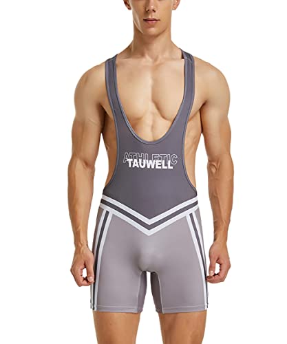 Gymskop Herren Wrestling Singuletts Athletic Supporters Slim Fit Sport Bodysuit Einteilige ärmellose Active Wrestling Trikot Gewichtheben Jumpsuits 04 Grau L von Gymskop