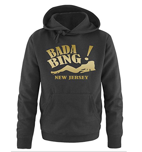 Comedy Shirts BADA Bing - New Jersey - Herren Hoodie - Schwarz/Gold Gr. M von Comedy Shirts