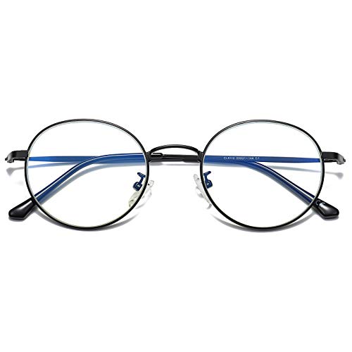 H HELMUT JUST Blaulichtfilter Brille Damen Herren Metall Frame, Retro Klassisches Rahmen Klare Brille, Blaulichtbrille ohne Sehstärke Computerbrille von H HELMUT JUST