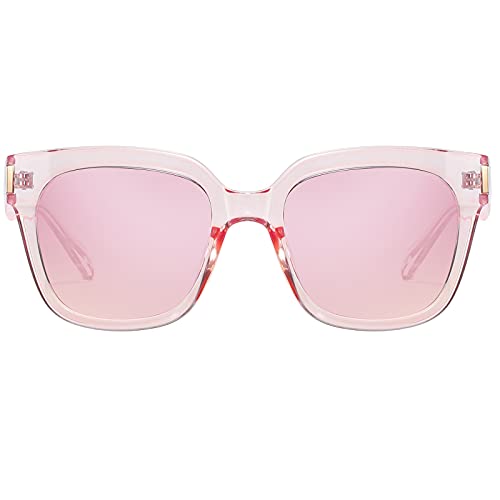 H HELMUT JUST Damen-Sonnenbrille mit UV-Schutz, rosa, verspiegelt, schwarze Gläser für Damen, HJ1111… (Trans Rosa/Rosa, Spiegeltyp) von H HELMUT JUST