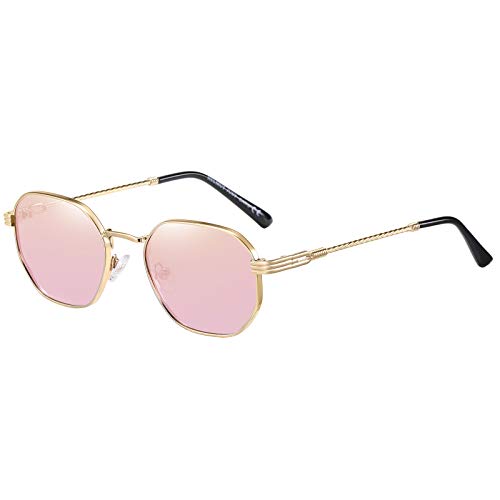H HELMUT JUST Sonnenbrille Pink Damen Herren Brille, Ultraleicht UV400 CAT 3 Retro Metallrahmen Sonnenbrille Polarisiert Unisex von H HELMUT JUST