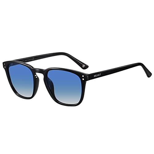 H HELMUT JUST Polarisierte Sonnenbrille, für Herren, quadratisch, Anti-Reflektion, klassisch, leichter Rahmen aus TR90 Acetat, Schwarz / Blauer Farbverlauf von H HELMUT JUST