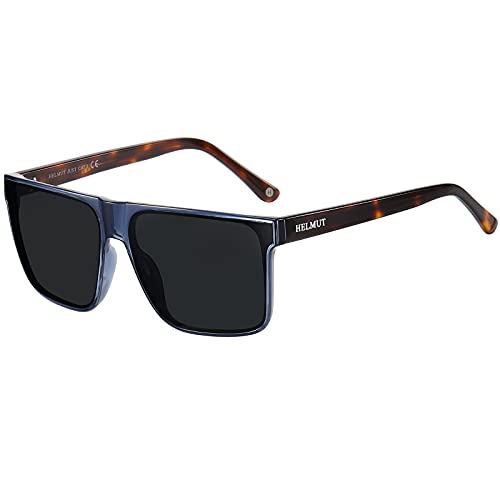 H HELMUT JUST Quadrat Sonnenbrille Herren Groß Getönte Gläser Nylon Linse Leichter TR90 Rahmen Acetatbügel von H HELMUT JUST