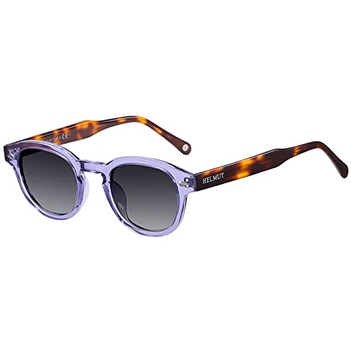 H HELMUT JUST Sonnenbrille Für Herren Damen Rund Vintage Polarisierte Linse Johnny Depp Stil Leichter TR90 Rahmen Acetatbügel von H HELMUT JUST