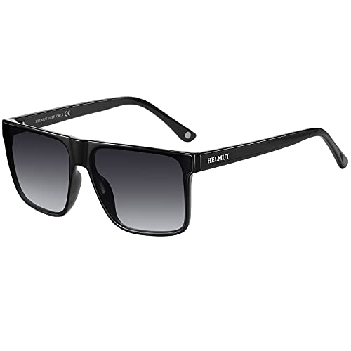 H HELMUT JUST Sonnenbrille Herren Eckig Groß, Schwarze Sonnenbrille Getönte Gläser Leichter Frame TR90 Rahmen Retro Klassisch von H HELMUT JUST