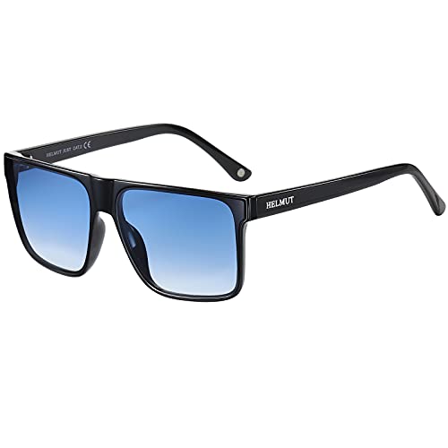 H HELMUT JUST Sonnenbrille Herren Quadratisch Groß Blau Getönte Gläser Nylon Linse Leichter TR90 Rahmen Acetatbügel von H HELMUT JUST