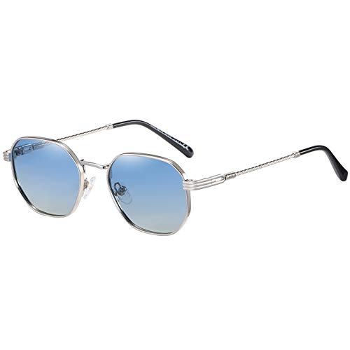 H HELMUT JUST Sonnenbrille Retro Herren Damen, Ultraleicht UV400 CAT 3 Metallrahmen Sonnenbrille Blau Polarisiert Unisex von H HELMUT JUST