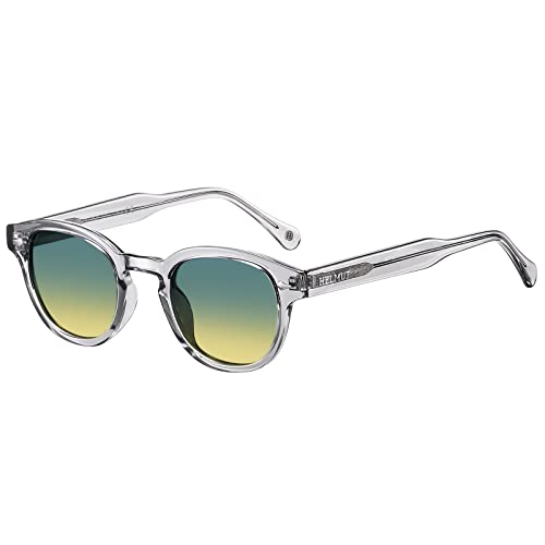 H HELMUT JUST Sonnenbrille für Damen, Herren, Depp-Stil, polarisiert, klein, rund, leicht, aus TR90-Material und Einlegesohle in Acetat von H HELMUT JUST