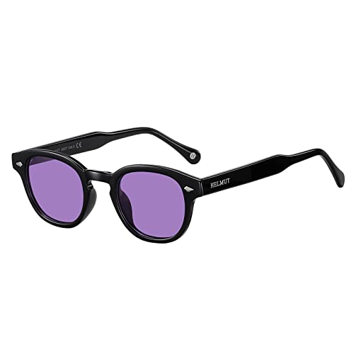 H HELMUT JUST Sonnenbrille für Damen, Herren, Depp-Stil, polarisiert, klein, rund, leicht, aus TR90-Material und Einlegesohle in Acetat von H HELMUT JUST