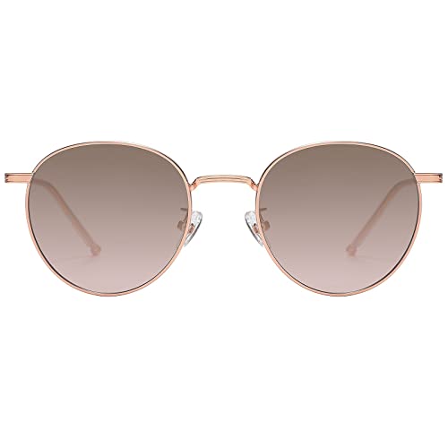 H HELMUT JUST Sonnenbrille für Damen Rund Vintage Filigranes Gestell Verspiegelt Linse Kategorie 2 von H HELMUT JUST