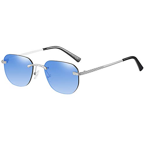 H HELMUT JUST Sonnenbrille für Damen Herren Klein Verlauf Blau Linse Oval Rahmen aus Metall UV400 von H HELMUT JUST