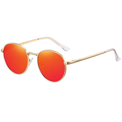 H HELMUT JUST Sonnenbrille für Damen Herren Rund Vintage Kategorie 3 Filigranes Gestell Verspiegelt Linse von H HELMUT JUST