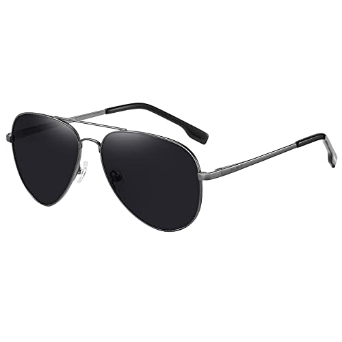 H HELMUT JUST Sonnenbrille Herren Damen Polarisiert Pilotenbrille Metall Rahmen UV400 Ultraleicht Schwarz von H HELMUT JUST