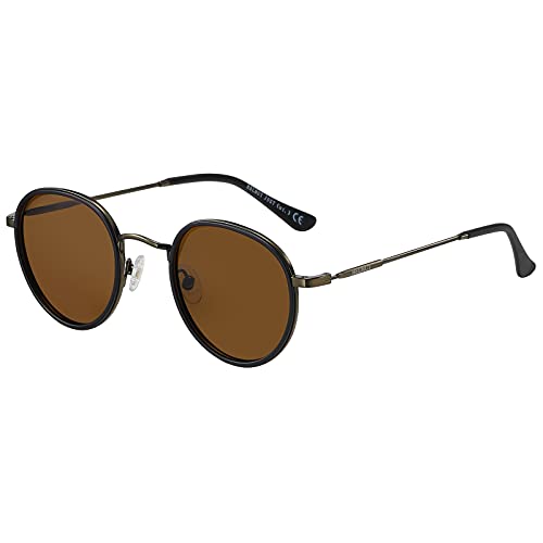 H HELMUT JUST Sonnenbrille für Herren Damen Rund Vinage Retro Polarisiertes Linse Braune Gläser Filigranes Gestell von H HELMUT JUST