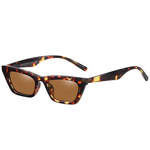 H HELMUT JUST Vintage Cat Eye Sonnenbrille Damen Kleine Katzenaugen, UV Schutz Kiassische Sonnenbrille Braun von H HELMUT JUST