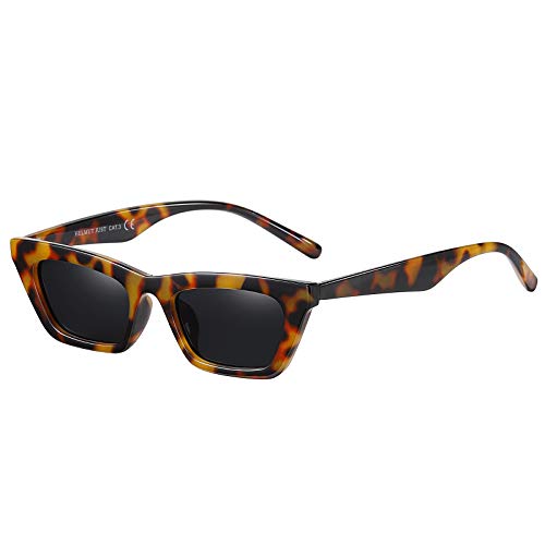 H HELMUT JUST Vintage Cat Eye Sonnenbrille Damen Kleine Katzenaugen, UV Schutz Kiassische Sonnenbrille Leopard von H HELMUT JUST