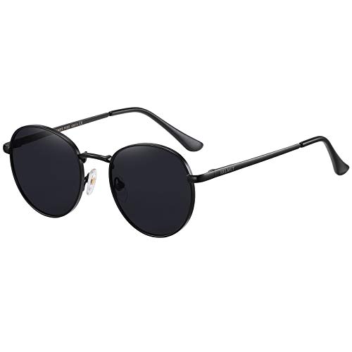 H HELMUT JUST Sonnenbrille für Damen Herren Rund Vintage Schwarz Kategorie 3 Getönte Linse von H HELMUT JUST