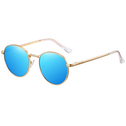 H HELMUT JUST Sonnenbrille für Herren Damen Rund Vintage Verspiegelt Linse Kategorie 3 Filigranes Gestell von H HELMUT JUST