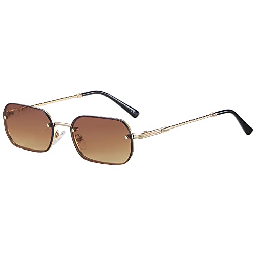 H HELMUT JUST Vintage Sonnenbrille Herren Damen, Retro Rechteckig Brille Kleine Gläser 70 80 90er Ultraleicht UV400 von H HELMUT JUST