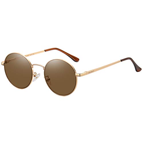 H HELMUT JUST Sonnenbrille für Damen Herren Rund Vintage Filigranes Gestell Getönte Linse Kategorie 3 von H HELMUT JUST