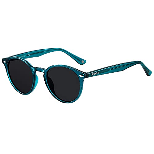 H HELMUT JUST Sonnenbrille Für Herren Damen Rund Retro Polarisierte Linse Grau Gläser Leichter TR90 Rahmen Acetatbügel von H HELMUT JUST