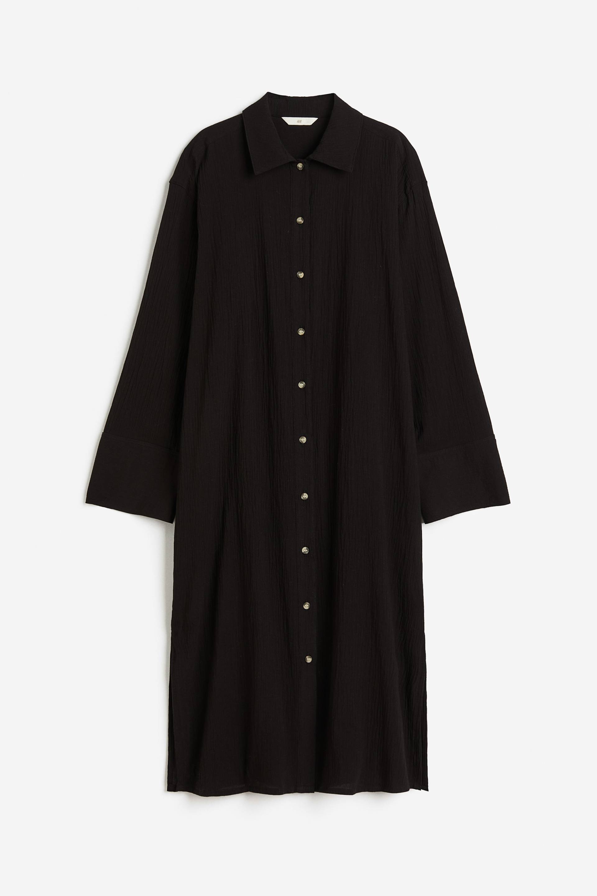 H&M Blusenkleid aus Crêpe Schwarz, Alltagskleider in Größe XS. Farbe: Black von H&M