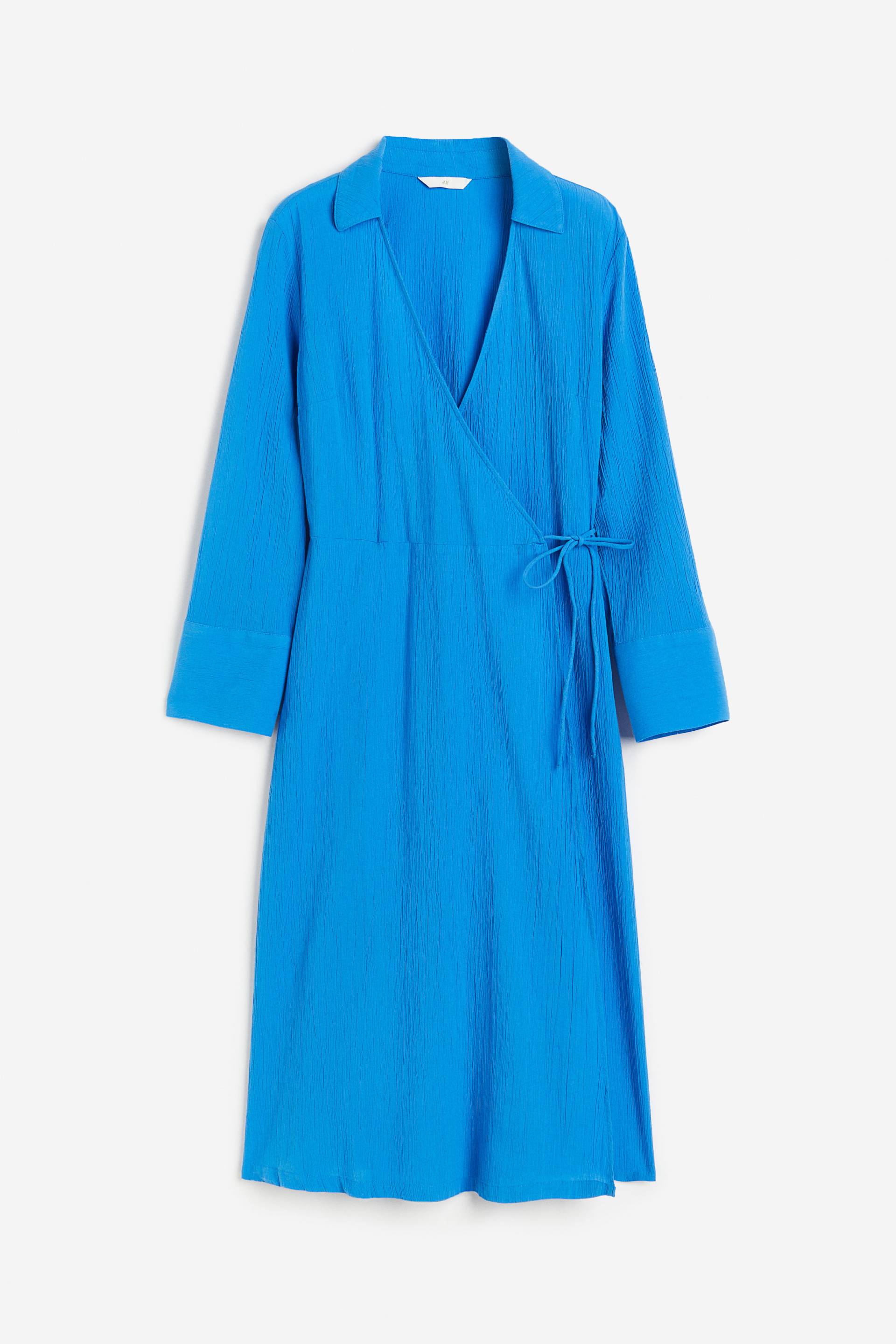 H&M Blusenkleid im Wickelschnitt Blau, Alltagskleider in Größe XS. Farbe: Blue von H&M
