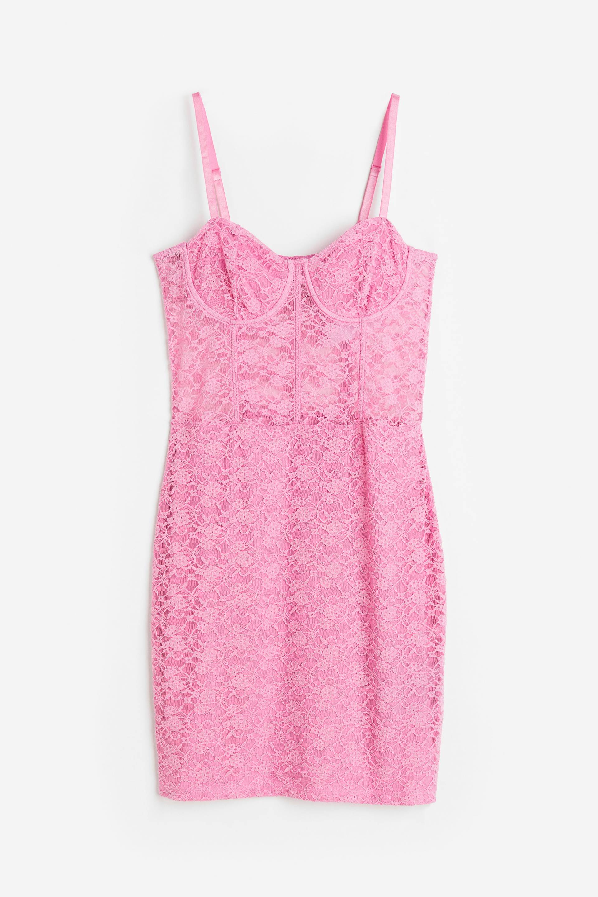 H&M Korsagenkleid aus Spitze Rosa, Party kleider in Größe S. Farbe: Pink von H&M