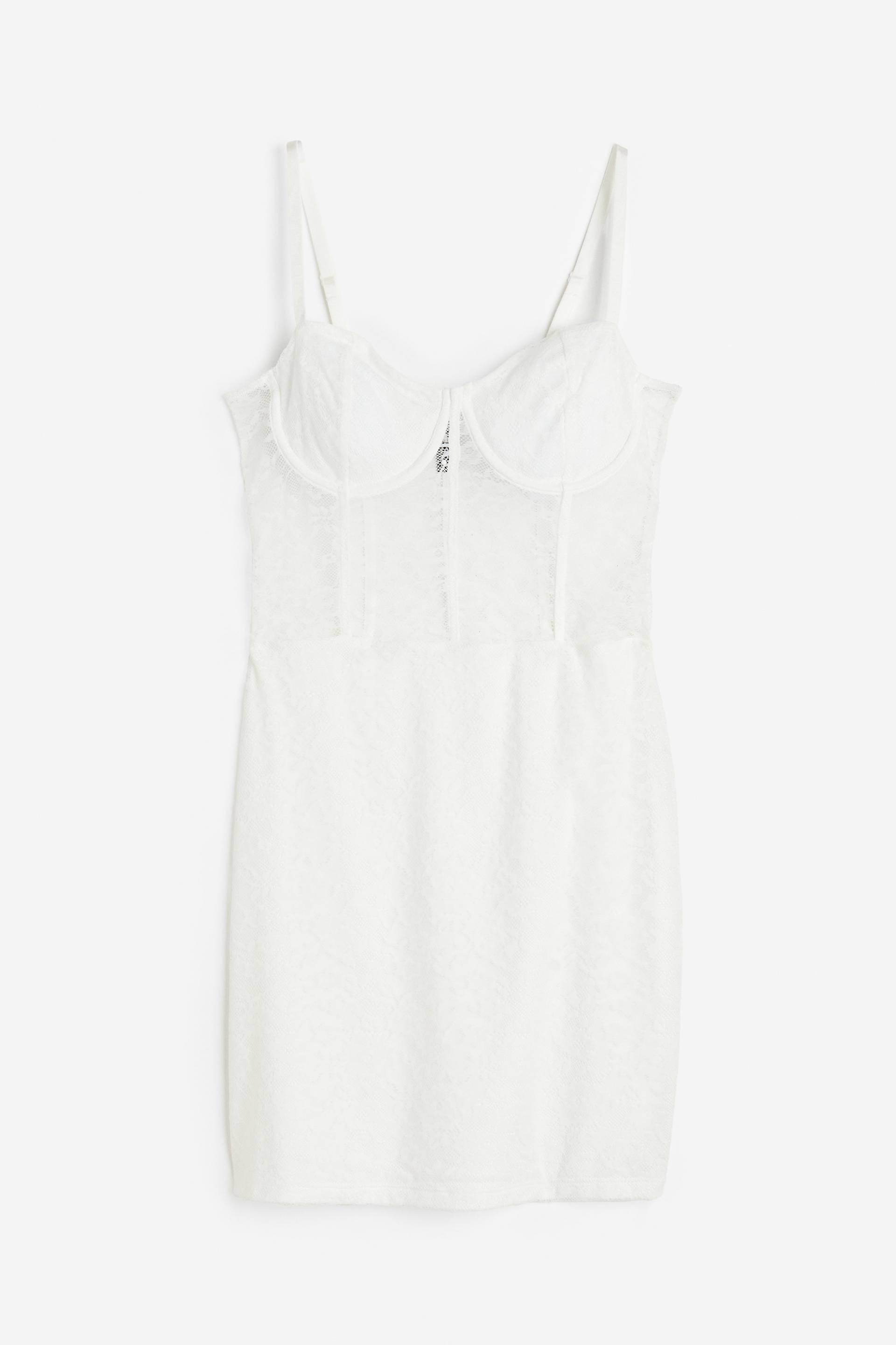 H&M Korsagenkleid aus Spitze Weiß, Party kleider in Größe M. Farbe: White von H&M