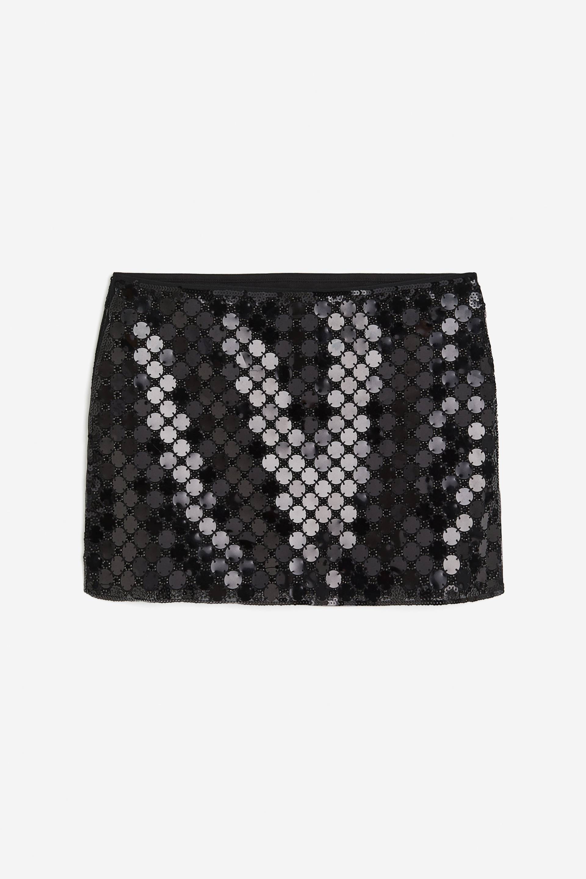 H&M Minirock mit Pailletten Schwarz, Röcke in Größe XXL. Farbe: Black von H&M