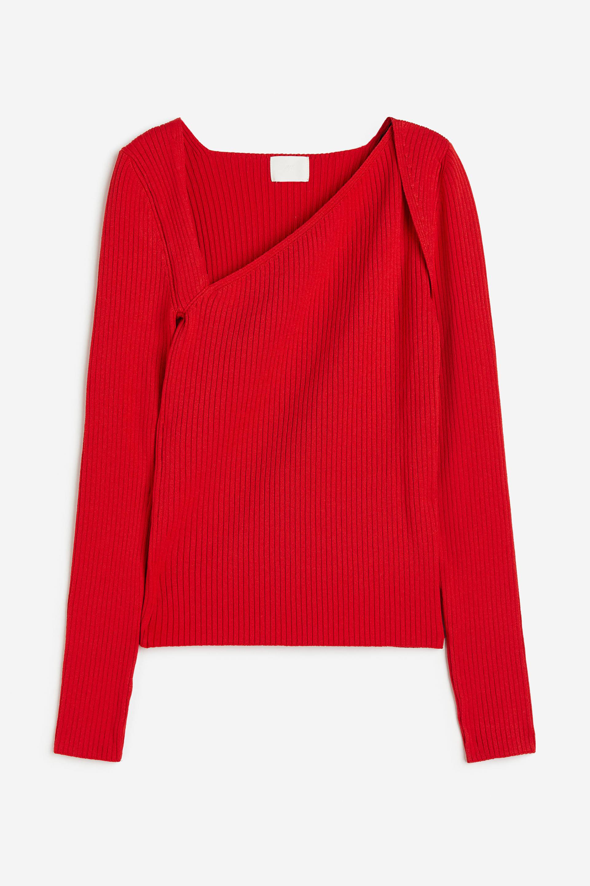 H&M Pullover mit asymmetrischem Ausschnitt Rot in Größe XXL. Farbe: Red von H&M