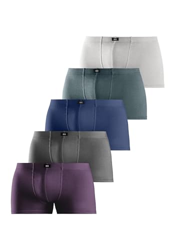 H.I.S Herren Boxershorts | 5er Pack (6, Aubergine + Anthrazit-meliert + Blau + Blau-grün) von H.I.S