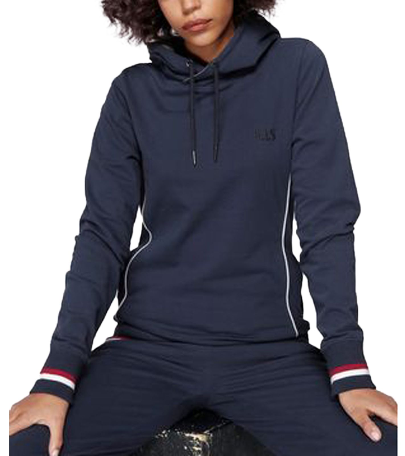 H.I.S Hoodie für Damen mit kontrastfarbigen Streifen Kapuzen-Pullover 30639219 Blau von H.I.S