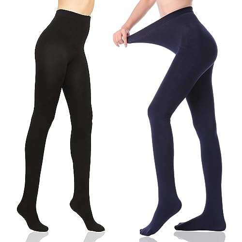 HA WA 2er Pack 100D Thermo Strumpfhose Damen Winter，Gefütterte Fleece Blickdichte Thermostrumpfhose für Damen,Blau von HA WA