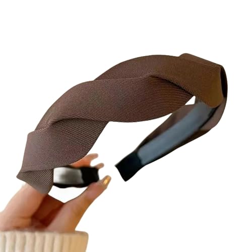 Damen Haarbänder Haar Elastic Hair Band Band Gitterdruck Schwamm Stirnband Damen Girl Wide Side Hairband Hair Hoop Weibliche Haarzubehör-13 Brown von HAAR