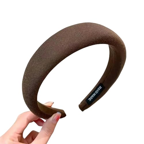 Damen Haarbänder Haar Elastic Hair Band Band Gitterdruck Schwamm Stirnband Damen Girl Wide Side Hairband Hair Hoop Weibliche Haarzubehör-18 Brown von HAAR