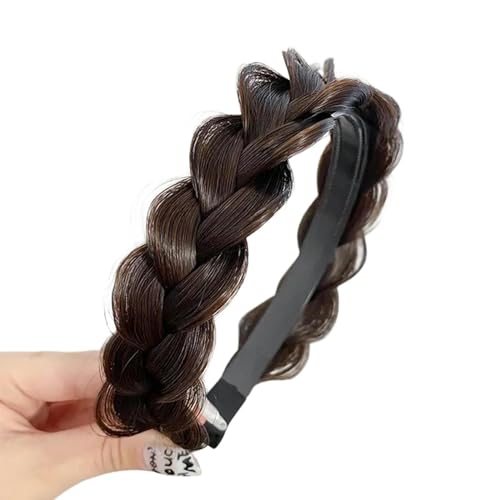 Damen Haarbänder Haar Frauen Synthetische Perücke Twist Flouged Hair Bands Mode Zöpfe Haarzubehör Frauen Stirnband Stretch Für Party-A-Dark Braun von HAAR