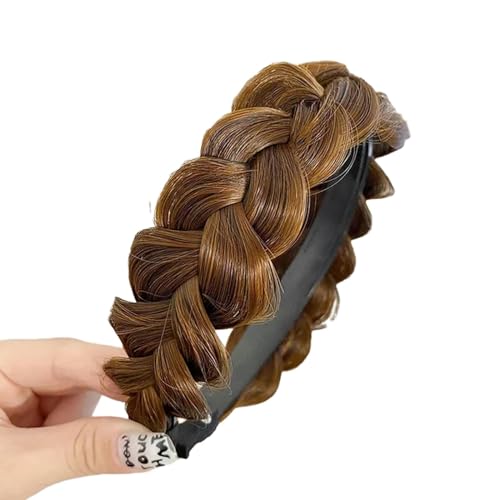 Damen Haarbänder Haar Frauen Synthetische Perücke Twist Flouged Hair Bands Mode Zöpfe Haarzubehör Frauen Stirnband Stretch Für Party-A-Light Braun von HAAR