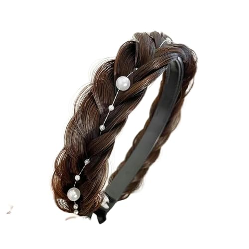 Damen Haarbänder Haar Frauen Synthetische Perücke Twist Flouged Hair Bands Mode Zöpfe Haarzubehör Frauen Stirnband Stretch Für Party-C-Perl Brown von HAAR